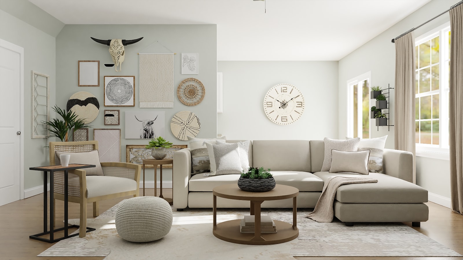 Intérieur lumineux avec mobilier et objets de maison